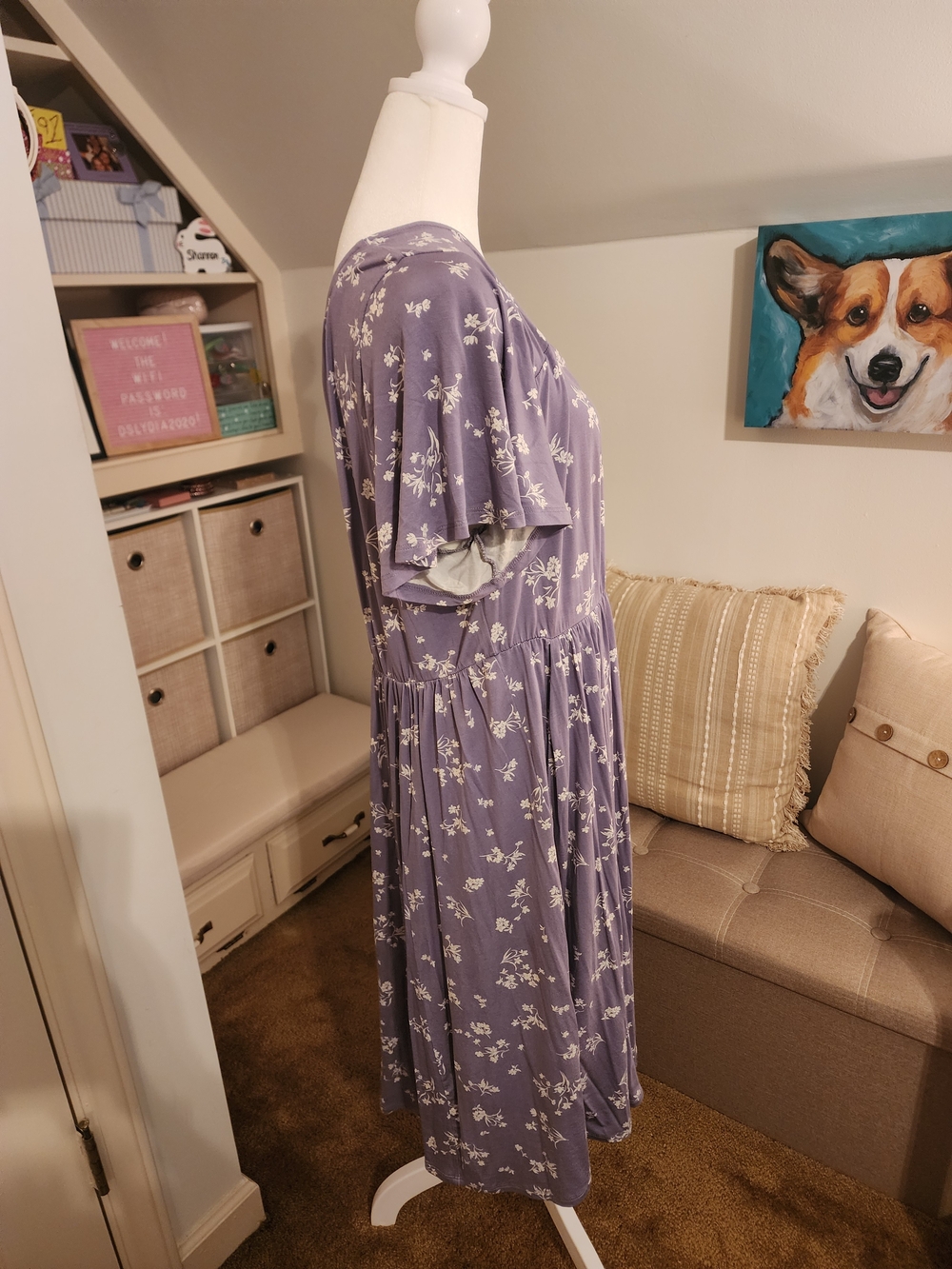 Torrid Lavender Floral Square-Neck Flutter-Sleeve Midi Dress - Picture 8 of 12